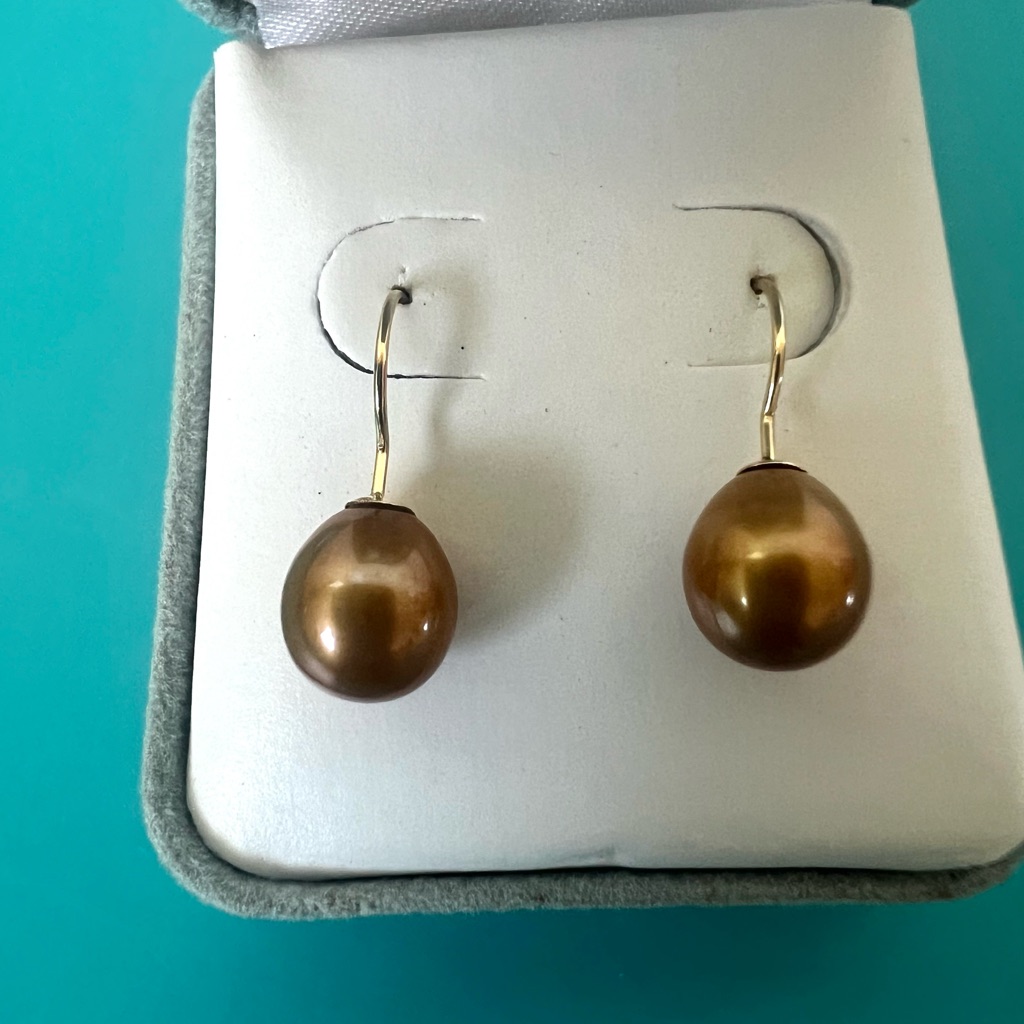 Splendid Pearls Champagne Color Pearl Earrings